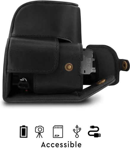 Miniatura 6 de MegaGear MG1651 Ever Ready Funda de piel para cámara Compatible con Sony Alpha A6400 (16-50mm) - Negro