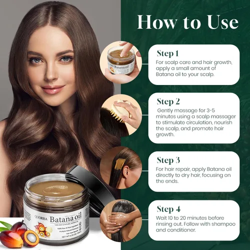 Miniatura 6 de Quorra Aceite de batana crudo para el crecimiento del cabello, 100% aceite orgánico natural para cabello natural grueso y fuerte, mascarilla