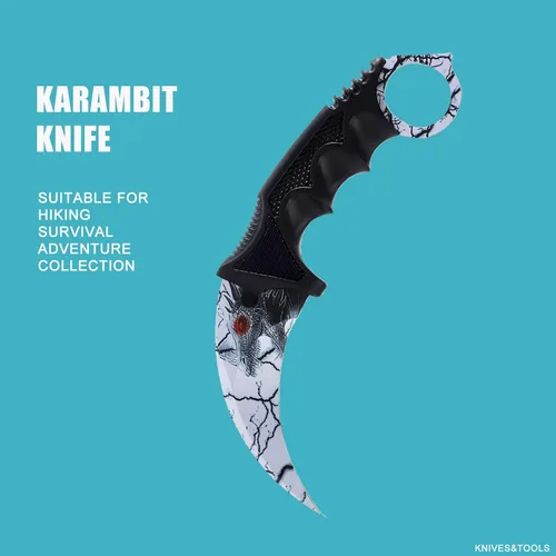 Miniatura 5 de 2 Piezas Cuchillo Karambit de Hoja Fija, Herramienta Táctica de Acampada, Cuchillo de Caza al Aire Libre con Funda y Cordón, Adecuado para Negro