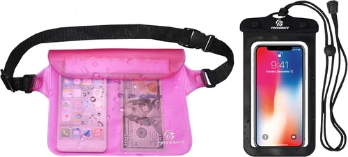 Miniatura 12 de Freegrace Juego de bolsas impermeables con correa para la cintura/funda para mantener tu teléfono y objetos de valor secos y seguros. Bolsas secas