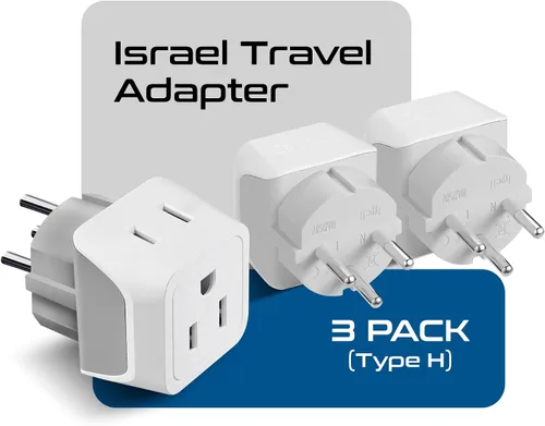Miniatura 2 de Adaptador de enchufe israelí de Ceptics - Adaptador tipo H 2 en 1, adaptador de enchufe de EE. UU. a Jerusalén - Adaptador de enchufe de viaje