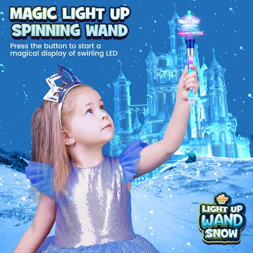 Miniatura 3 de IPIDIPI TOYS Varita de copo de nieve – Varita mágica giratoria iluminada para niños, hadas de princesa, rellenos de calcetines de Navidad, juguetes