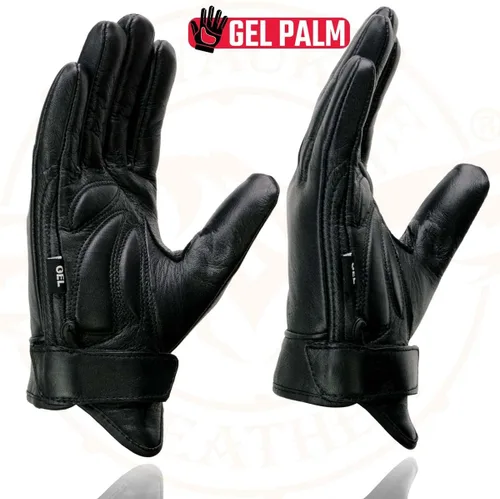 Miniatura 4 de Guantes Milwaukee Leather MG7510 para hombre, de piel negra con palma de gel acolchada, de muñeca corta para motocicleta con "Cubierta de panel