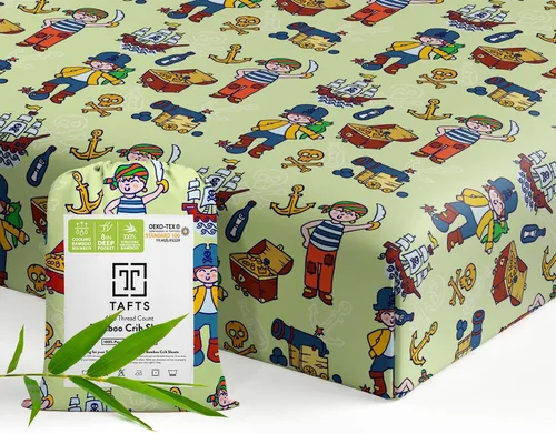 Miniatura 11 de Tafts Sábanas bajeras 100% viscosa para cuna, niñas, niños y unisex, bolsillo profundo de 8 pulgadas, colchón estándar para cuna y niño pequeño