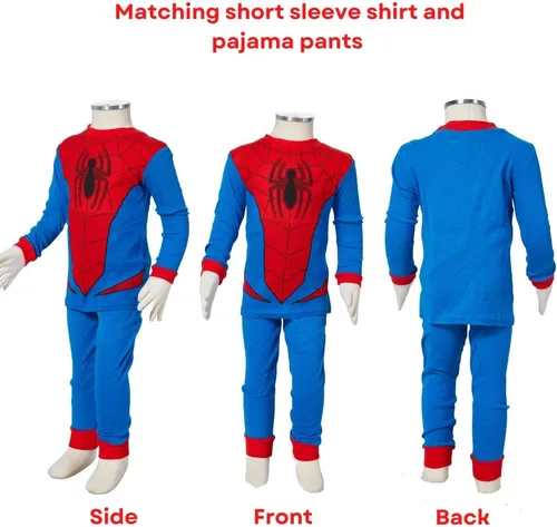 Miniatura 4 de Marvel Juego de pijama de Spiderman, ropa de dormir de 4 piezas para niños pequeños y niños pequeños, tallas 2T a 5T