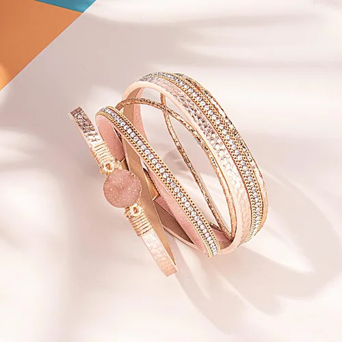 Miniatura 4 de Pulseras bohemias de cuero con cierre magnético para mujer, Cuero sintético