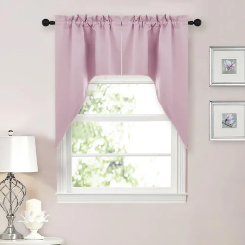 Miniatura 51 de NICETOWN Home Fashion - Cortinas de cocina con bolsillo para poste, cenefa festoneada a medida, cenefa festoneada sólida para ventana de Marrón