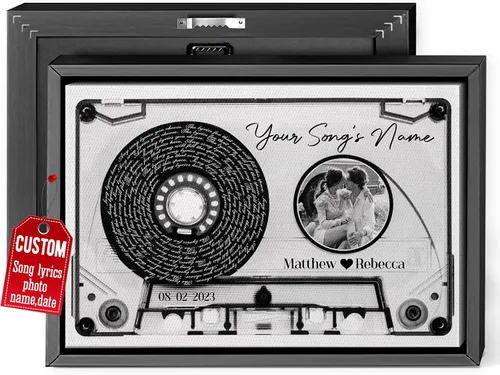 Miniatura 15 de H-DEWALL Regalos para marido de parte de la esposa, letras de canciones personalizadas con marco, discos de vinilo retro, decoración de pared