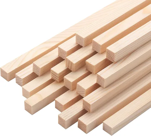 Miniatura 11 de Tacos de madera para manualidades de 1/2 x 6 pulgadas, 20 varillas cuadradas de madera, palos de madera sin terminar, pequeñas tiras de madera