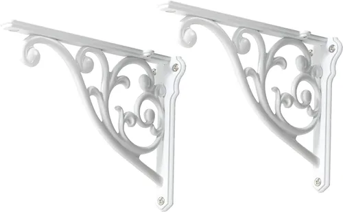 Miniatura 83 de Soportes de estante de 4 pulgadas, paquete de 4 soportes de pared de latón antiguo de alta resistencia, estantes decorativos de cocina victoriana