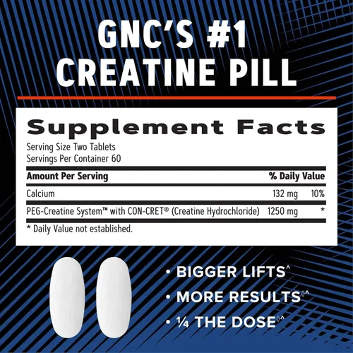 Miniatura 5 de GNC AMP Creatina HCl 189 Píldoras, clínicamente probada para aumentar la fuerza y la masa muscular, rendimiento atlético, producción de energía