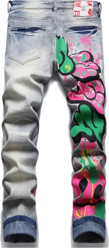 Miniatura 168 de Enrica Pantalones vaqueros estampados casuales para hombre