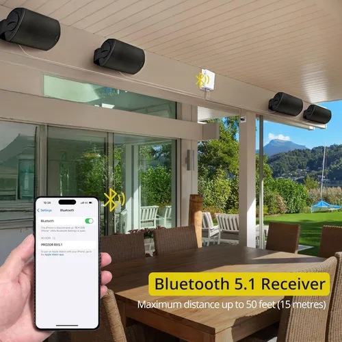 Miniatura 3 de PROZOR Amplificador de potencia Bluetooth 5.1 para altavoces al aire libre, amplificador Bluetooth de 4 canales para altavoces, amplificador