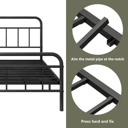 Miniatura 5 de Base de cama de metal de 14 pulgadas, marco de cama de tamaño matrimonial con espacio de almacenamiento, base de colchón resistente y resistente
