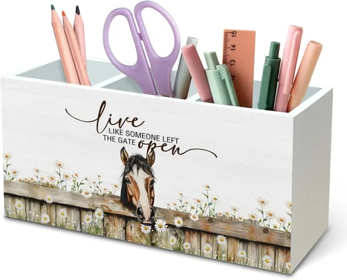 Miniatura 26 de DILSJ Organizador inspirador de 2 compartimentos para lápices, organizador para escritorio, amantes de los pollos regalos para mujeres, Live Like