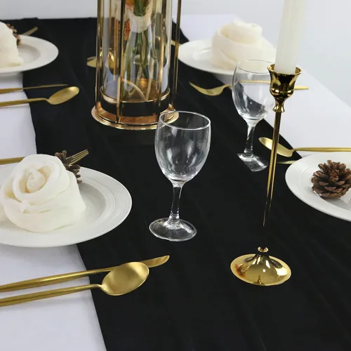 Miniatura 4 de Camino de mesa de terciopelo, decoración de recepción de boda de lujo de 10 pies, tela de terciopelo suave, superposición de lino para fiesta