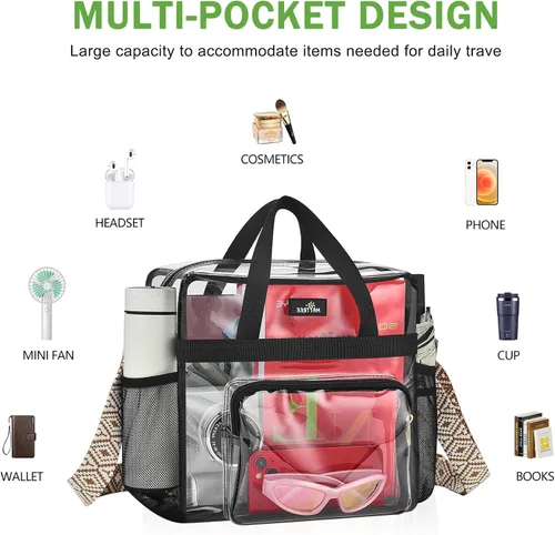 Miniatura 36 de MAY TREE Bolsa transparente para eventos en estadios de 12 x 6 x 12 pulgadas, bolsa de almuerzo transparente con correas reforzadas para trabajo