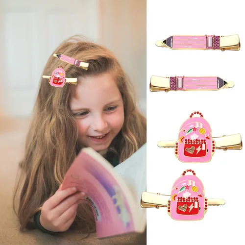 Miniatura 2 de 2 pares de pinzas para el pelo de manzana y autobús escolar para el regreso a la escuela, regalos de agradecimiento al profesor