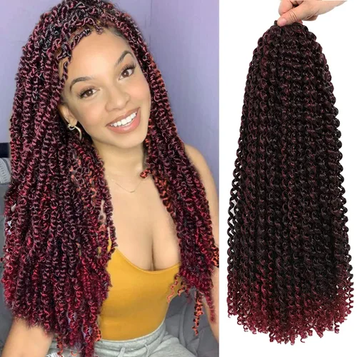 Miniatura 22 de Cabello Passion Twist de 18 pulgadas, 1 paquete de cabello Passion Twist de ganchillo, cabello de ganchillo Water Wave (18 pulgadas (paquete de 1)