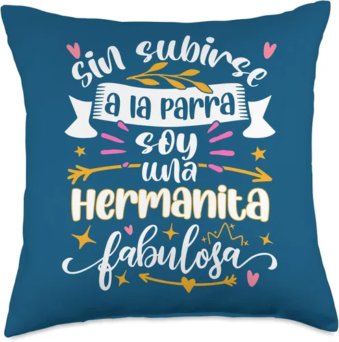 Regalo Original Para Mi Hermanita Regalos Hermanita Fabulosa Divertido Mujer Chiquita Hermana Menor - Almohada de 18 x 18 pulgadas, multicolor