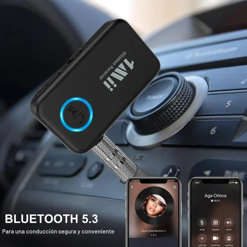 Miniatura 2 de 1Mii Receptor de música Bluetooth 5.3 para estéreo de coche/hogar, adaptador Bluetooth auxiliar para automóvil con control de volumen, soporta