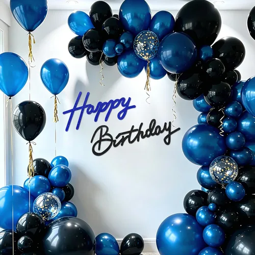 Miniatura 40 de TONIFUL Cartel de feliz cumpleaños para telón de fondo, pancarta de fieltro negro, incluye pegamento de puntos, perfecto para telón de fondo