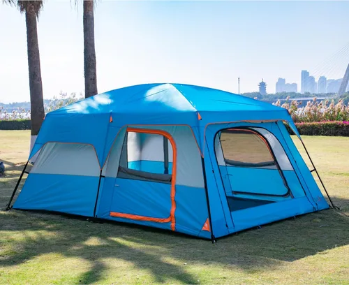 Miniatura 13 de KTT Extra Large Tent 10-12-14 Person(Style-B),Family Cabin Tents,2 Rooms,3 Doors and 3 Windows with Mesh,Straight Wall,Waterproof,Double Layer,Big