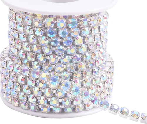 Miniatura 36 de KAOYOO - Cadena de diamantes de imitación de 9 metros (10 yardas) con cristal de 4 mm para costura, manualidades y decoración de bricolaje