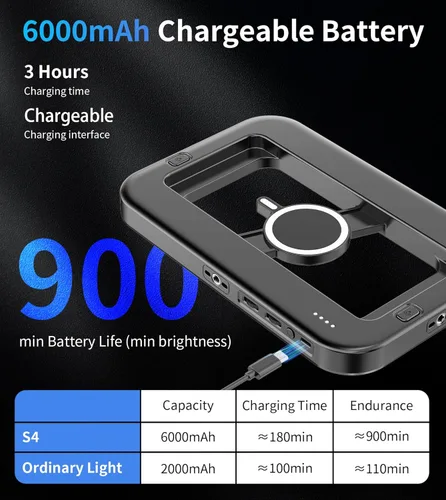 Miniatura 4 de Anillo de luz selfie magnético de 6000mAh RGB para iPhone, luz de teléfono recargable de 448 LED con soporte de trípode mini, estabilizador de mano