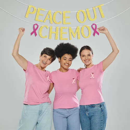 Miniatura 4 de Cartel de quimioterapia, decoraciones de fiesta de sobrevivientes de cáncer con purpurina dorada, sin cáncer, quimioterapia, pancarta
