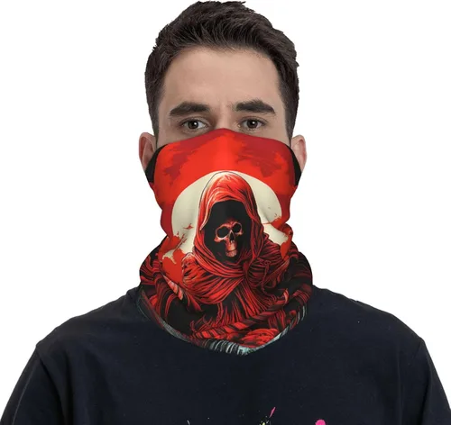 Miniatura 2 de HERRECX grim reaper angel skull demon skeleton red Neck Gaiter Face Cover Scarf Balaclava Bandana for Women Men Gaiter Mask for Motorcycle Cycling