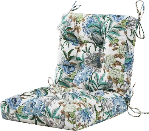 Miniatura 11 de BLISSWALK Cojines para sillas de exterior, 40 x 20 x 4 pulgadas, cojín de mimbre grueso con respaldo bajo y lazos para muebles de patio, floral