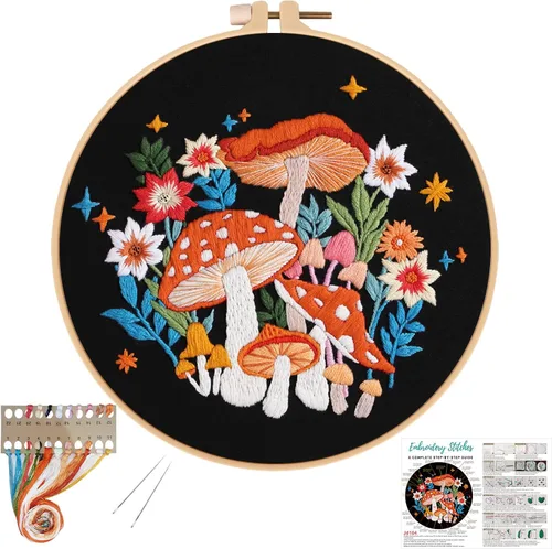 Miniatura 12 de Louise Maelys Kit de bordado de vaca para principiantes, kit de inicio de punto de cruz para adultos con agujas de aro de tela bordada