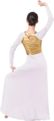 Miniatura 7 de ODASDO Vestidos de baile de alabanza para mujer, disfraz de danza lírica, vestido de iglesia de adoración litúrgica, dobladillo asimétrico, vestido