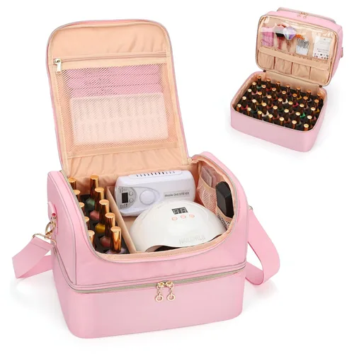Miniatura 11 de CUBETASTIC Organizador de esmalte de uñas, estuche portátil de almacenamiento de esmalte de uñas con capacidad para 45 frascos de esmalte de uñas