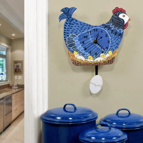 Miniatura 3 de American Made - Reloj de pared con péndulo de huevo, 11.5 x 9 pulgadas, color azul