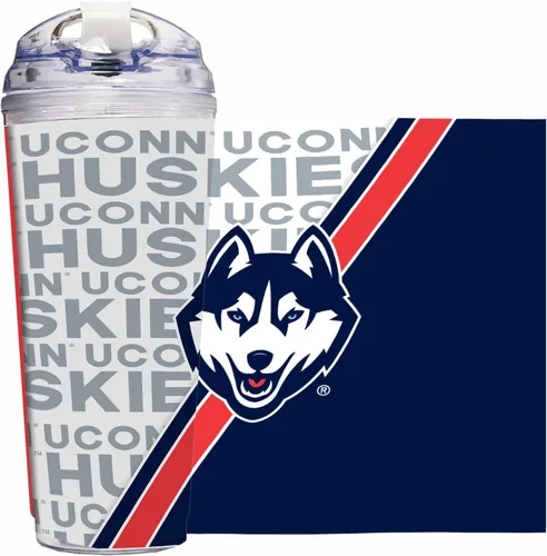 Miniatura 64 de Rico Industries Taza acrílica NCAA estándar de 24 onzas con tapa con bisagra, taza de doble pared oficialmente licenciada con pajita