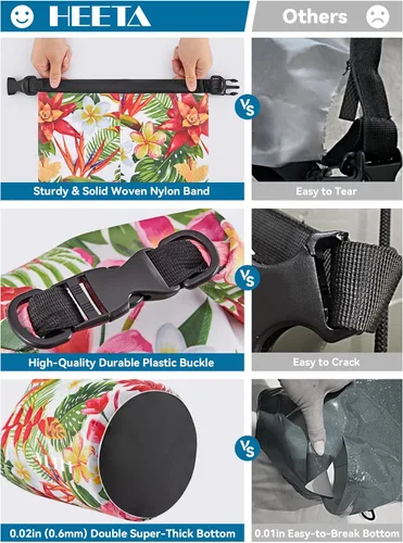Miniatura 6 de HEETA - Bolsa seca impermeable para mujeres y hombres (versión actualizada) 5 L/10 L/20 L/30 L/40 L, bolsa de almacenamiento seca ligera con parte