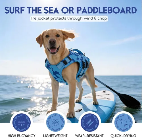 Miniatura 7 de ASENKU Chaleco salvavidas para perros, chaleco de natación para perros de alta flotación con asas de rescate para perros pequeños, medianos