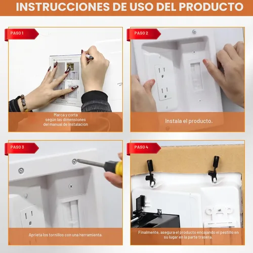 Miniatura 6 de Kit de organización de cables de pared con caja de salida de TV empotrada, enchufe de dos agujeros, cable de 9 pies, kit de pared para ocultar