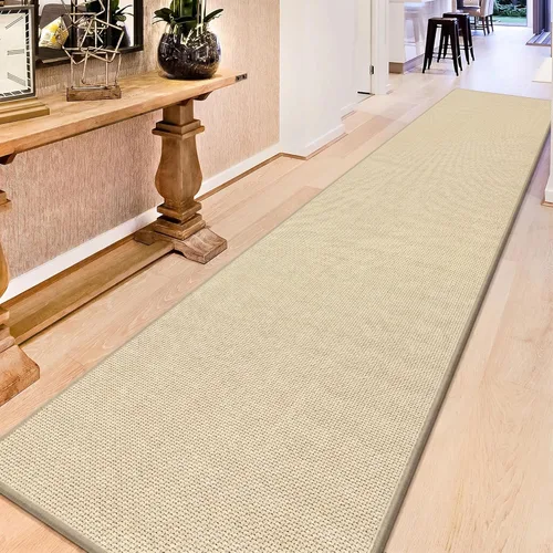Miniatura 43 de GOYLSER Alfombras de yute de 15 pies para pasillo, alfombra de cocina, antideslizante, lavable, absorbente, alfombra de pasillo color beige
