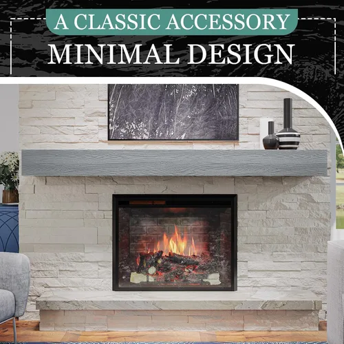 Miniatura 3 de Mantel para chimenea de 48 pulgadas, estante flotante con acabado rústico, estante de pared de madera con soporte invisible resistente