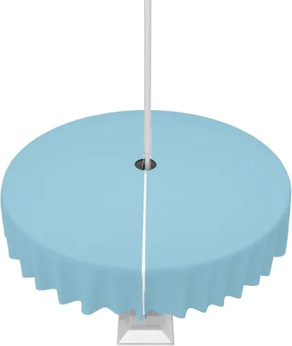 Miniatura 37 de QueenKer Mantel de exterior verde oliva con agujero para sombrilla y cremallera, mantel de color sólido para mesas cuadradas, colección de mesa
