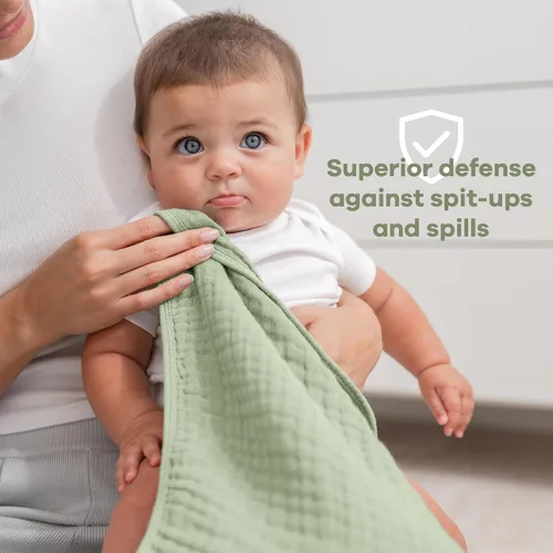 Miniatura 4 de Comfy Cubs Paños de muselina para eructos de 20 x 10 pulgadas, paquete de 10 unidades, grandes, 6 capas, ultra absorbentes, 100% algodón para babas