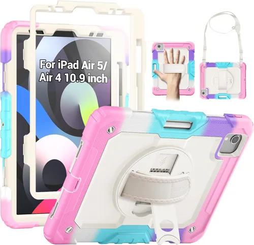Miniatura 24 de SEYMAC Funda para iPad Air de 5ª/4ª generación de 10.9 pulgadas, Funda Protectora de Cuerpo Completo Resistente a Golpes con Protector de Pantalla
