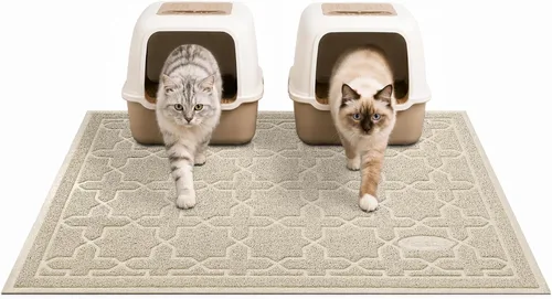 Miniatura 11 de Yimobra Tapete de arena para gatos, 24"x20" tapete con malla de bloqueo de arena, tapete suave para arena para gatos tapete atrapa arena, fácil