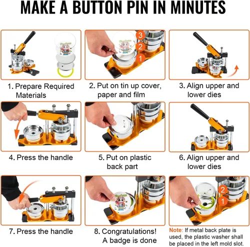 Miniatura 6 de VEVOR Máquina para hacer botones, 2.953 in (3 pulgadas), kit de prensa para perforar insignias, regalos para niños, suministros de fabricación