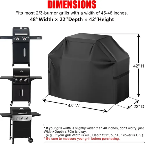 Miniatura 2 de Cubierta para parrilla, cubierta impermeable de 48 pulgadas para parrilla de gas al aire libre, resistente al agua, a la intemperie, a los rayos UV
