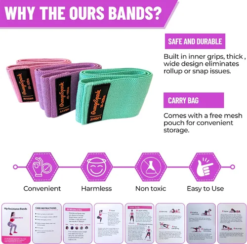 Miniatura 8 de Bandas de resistencia: bandas de entrenamiento de primera calidad para mujeres y hombres, juego de 3 bandas elásticas para glúteos, piernas, pilates