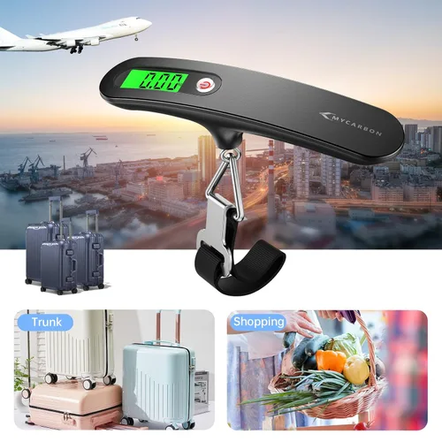 Miniatura 4 de Báscula digital de equipaje báscula colgante de alta precisión de 110 lb 50 kg con retroiluminación ultra portátil, báscula digital de viaje